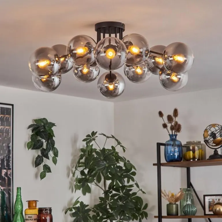 Gastor Plafonnier 91 cm Clair, Fumé, 12 lumières