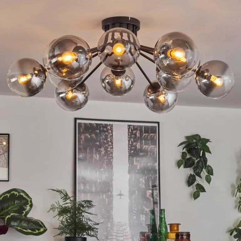 Gastor Plafonnier 91 cm Clair, Fumé, 12 lumières