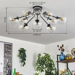 Gastor Plafonnier 83 cm Clair, 10 lumières