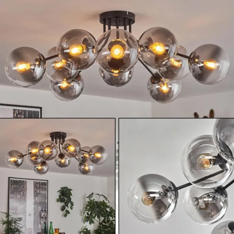 Gastor Plafonnier 83 cm Clair, Fumé, 10 lumières