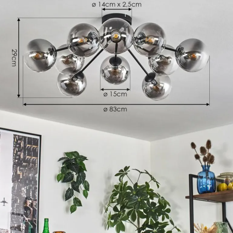 Gastor Plafonnier 83 cm Clair, Fumé, 10 lumières
