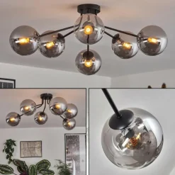 Gastor Plafonnier 74 cm Fumé, 6 lumières