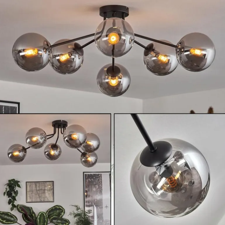 Gastor Plafonnier 74 cm Fumé, 6 lumières