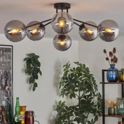 Gastor Plafonnier 74 cm Fumé, 6 lumières