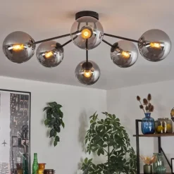 Gastor Plafonnier 74 cm Fumé, 6 lumières