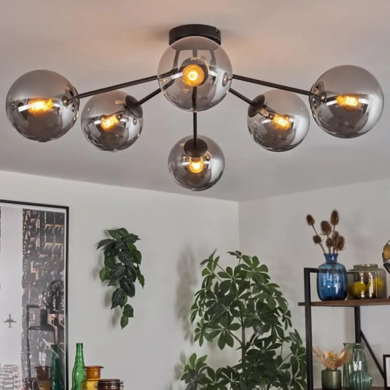 Gastor Plafonnier 74 cm Fumé, 6 lumières