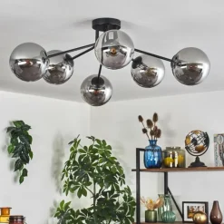 Gastor Plafonnier 74 cm Fumé, 6 lumières
