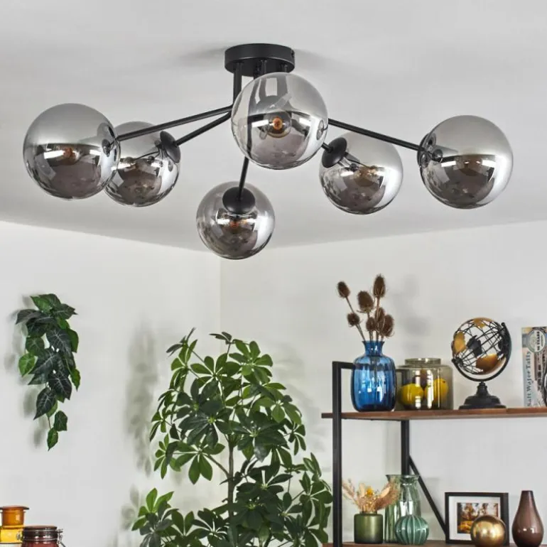 Gastor Plafonnier 74 cm Fumé, 6 lumières