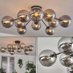 Gastor Plafonnier 83 cm Fumé, 10 lumières