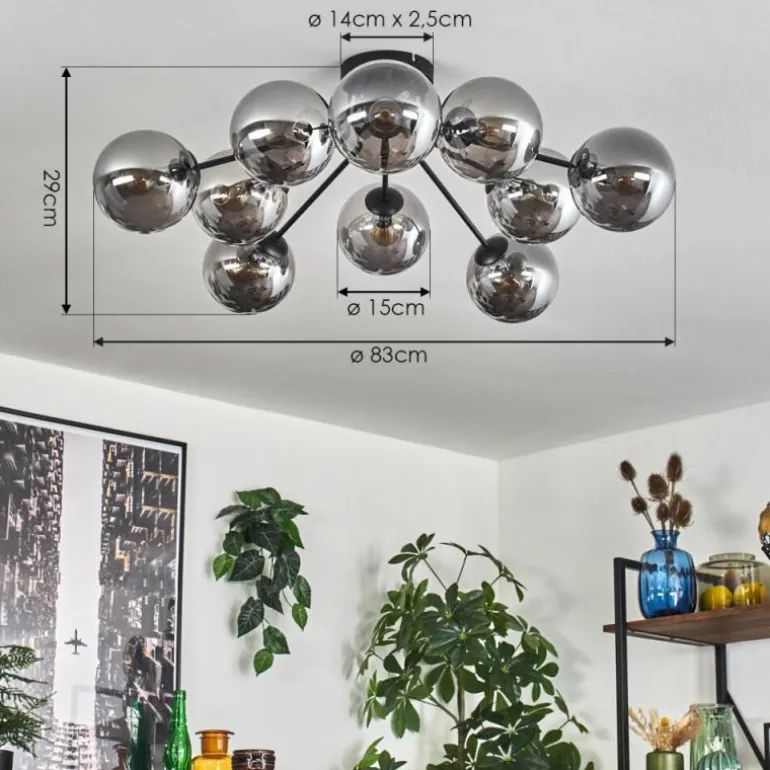 Gastor Plafonnier 83 cm Fumé, 10 lumières