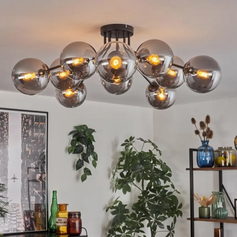 Gastor Plafonnier 83 cm Fumé, 10 lumières