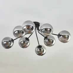 Gastor Plafonnier 87 cm Noir, 8 lumières