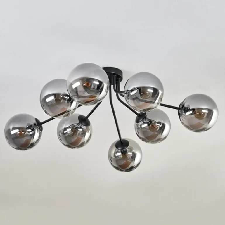 Gastor Plafonnier 87 cm Noir, 8 lumières