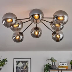 Gastor Plafonnier 87 cm Noir, 8 lumières