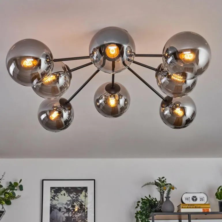 Gastor Plafonnier 87 cm Noir, 8 lumières