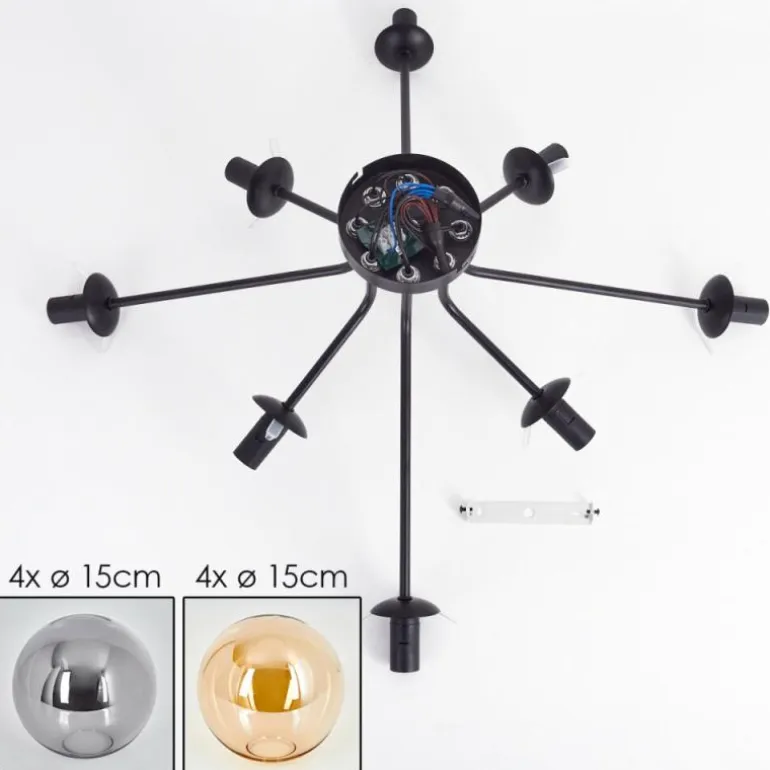 Gastor Plafonnier 87 cm Noir, 8 lumières
