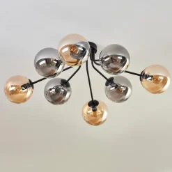 Gastor Plafonnier 87 cm Noir, 8 lumières