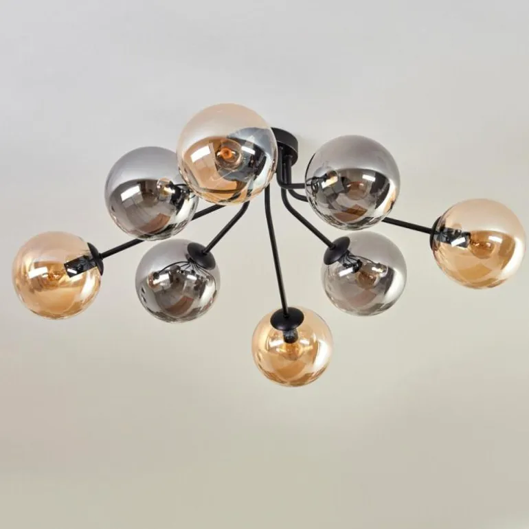 Gastor Plafonnier 87 cm Noir, 8 lumières
