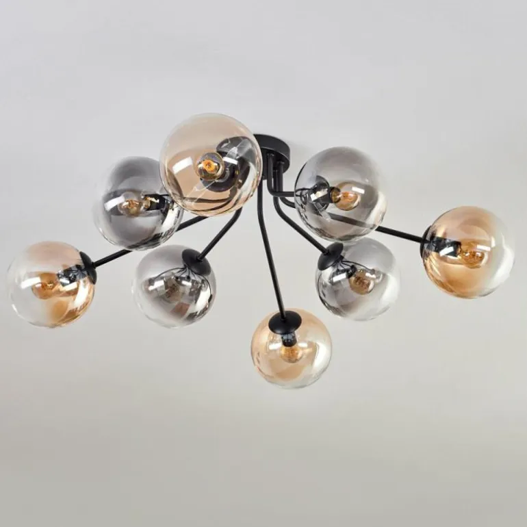 Gastor Plafonnier 87 cm Noir, 8 lumières