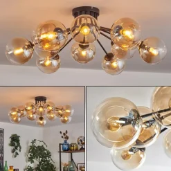 Gastor Plafonnier Ambre, Clair, 12 lumières