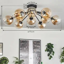 Gastor Plafonnier Ambre, Clair, 12 lumières