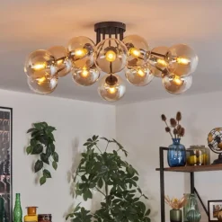 Gastor Plafonnier Ambre, Clair, 12 lumières
