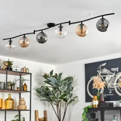 Gastor Plafonnier, Boule lumineuse Ambre, Clair, Fumé, 6 lumières