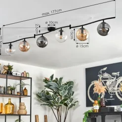 Gastor Plafonnier, Boule lumineuse Ambre, Clair, Fumé, 6 lumières