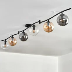 Gastor Plafonnier, Boule lumineuse Ambre, Clair, Fumé, 6 lumières