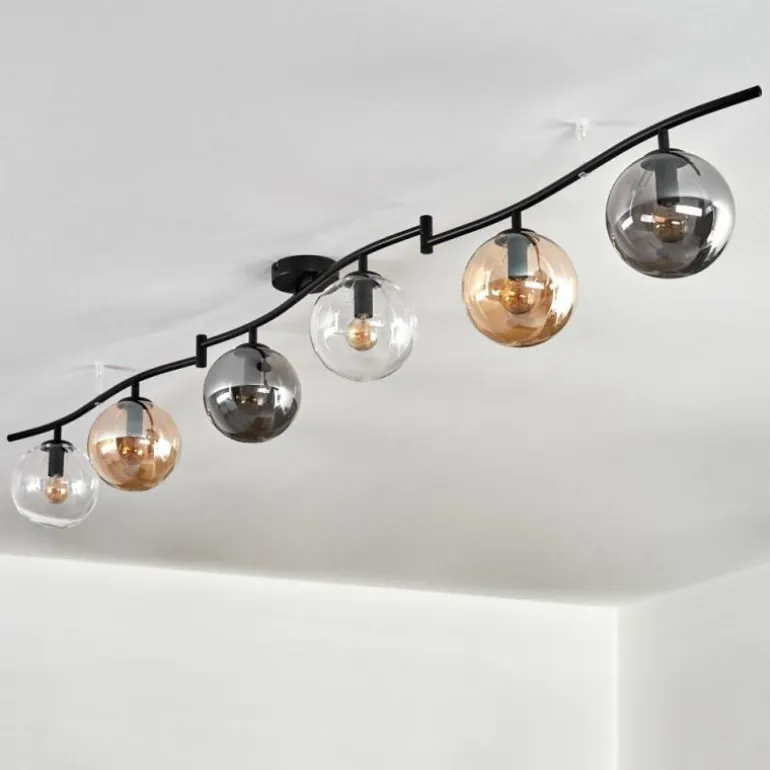 Gastor Plafonnier, Boule lumineuse Ambre, Clair, Fumé, 6 lumières