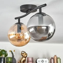 Gastor Plafonnier, Boule lumineuse Ambre, Fumé, 2 lumières