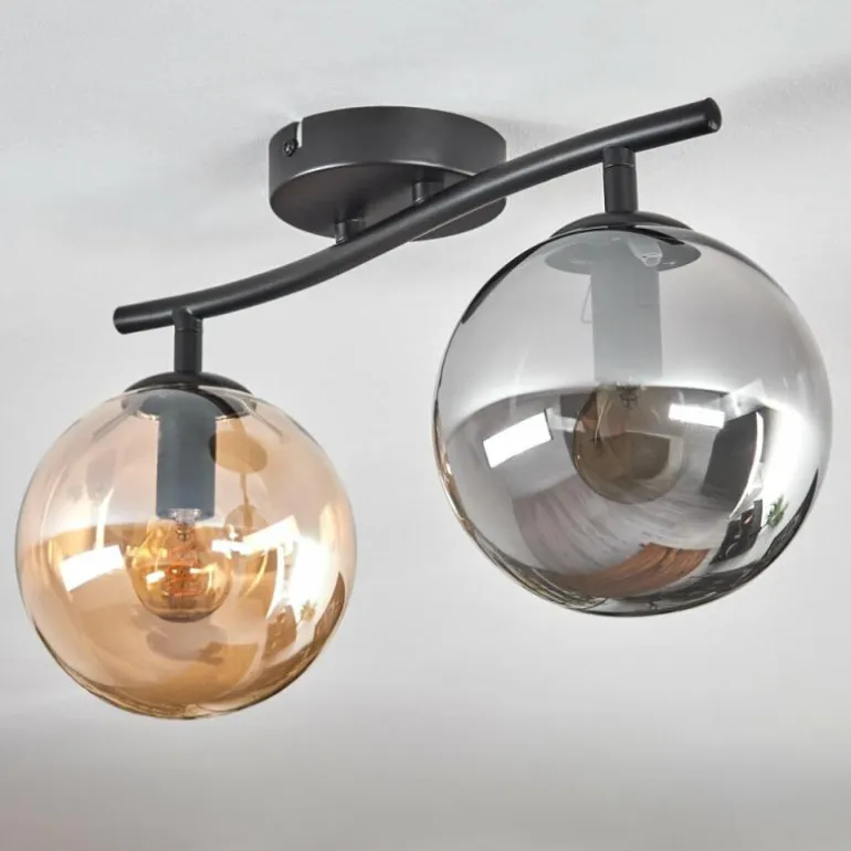 Gastor Plafonnier, Boule lumineuse Ambre, Fumé, 2 lumières