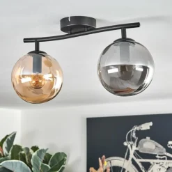 Gastor Plafonnier, Boule lumineuse Ambre, Fumé, 2 lumières