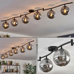 Gastor Plafonnier, Boule lumineuse Chrome, Fumé, 6 lumières