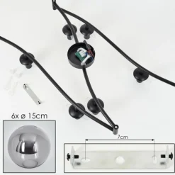 Gastor Plafonnier, Boule lumineuse Chrome, Fumé, 6 lumières