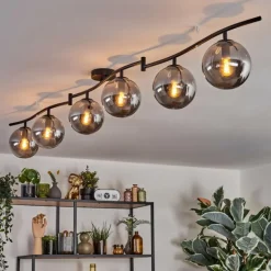Gastor Plafonnier, Boule lumineuse Chrome, Fumé, 6 lumières