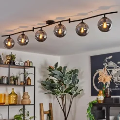 Gastor Plafonnier, Boule lumineuse Chrome, Fumé, 6 lumières