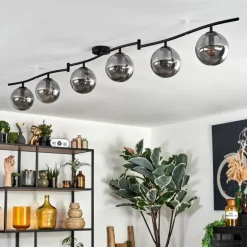 Gastor Plafonnier, Boule lumineuse Chrome, Fumé, 6 lumières