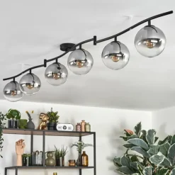 Gastor Plafonnier, Boule lumineuse Chrome, Clair, Fumé, 6 lumières