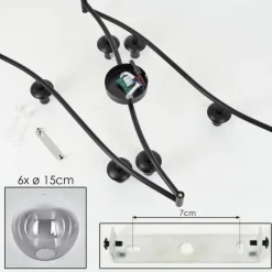Gastor Plafonnier, Boule lumineuse Chrome, Clair, Fumé, 6 lumières