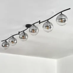 Gastor Plafonnier, Boule lumineuse Chrome, Clair, Fumé, 6 lumières
