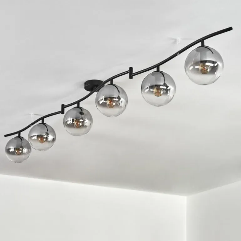 Gastor Plafonnier, Boule lumineuse Chrome, Clair, Fumé, 6 lumières