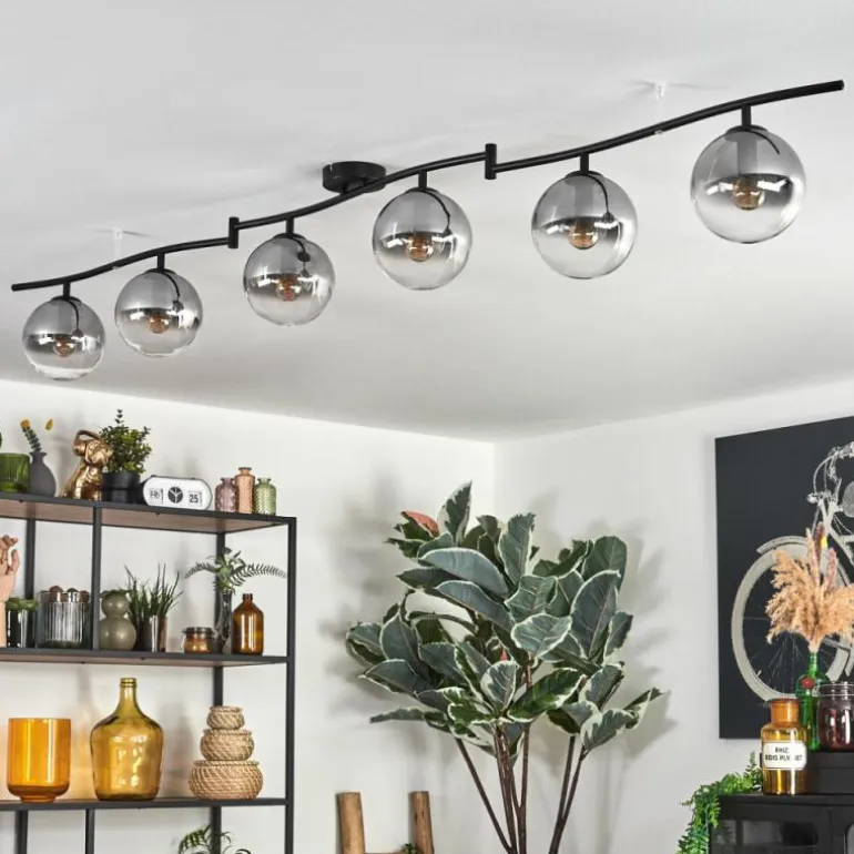 Gastor Plafonnier, Boule lumineuse Chrome, Clair, Fumé, 6 lumières