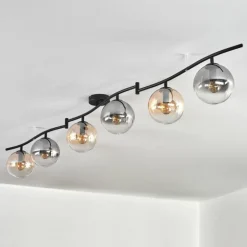 Gastor Plafonnier, Boule lumineuse Ambre, Clair, Fumé, 6 lumières