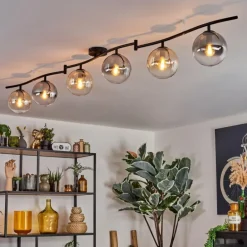 Gastor Plafonnier, Boule lumineuse Ambre, Clair, Fumé, 6 lumières