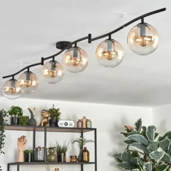 Gastor Plafonnier, Boule lumineuse Ambre, Clair, 6 lumières