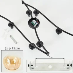 Gastor Plafonnier, Boule lumineuse Ambre, Clair, 6 lumières