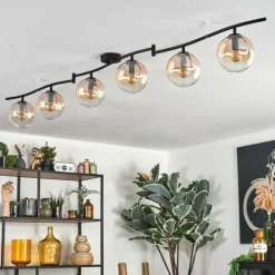 Gastor Plafonnier, Boule lumineuse Ambre, Clair, 6 lumières