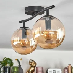 Gastor Plafonnier, Boule lumineuse Ambre, 2 lumières