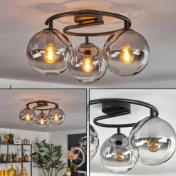 Gastor Plafonnier, Boule lumineuse Clair, Fumé, 3 lumières